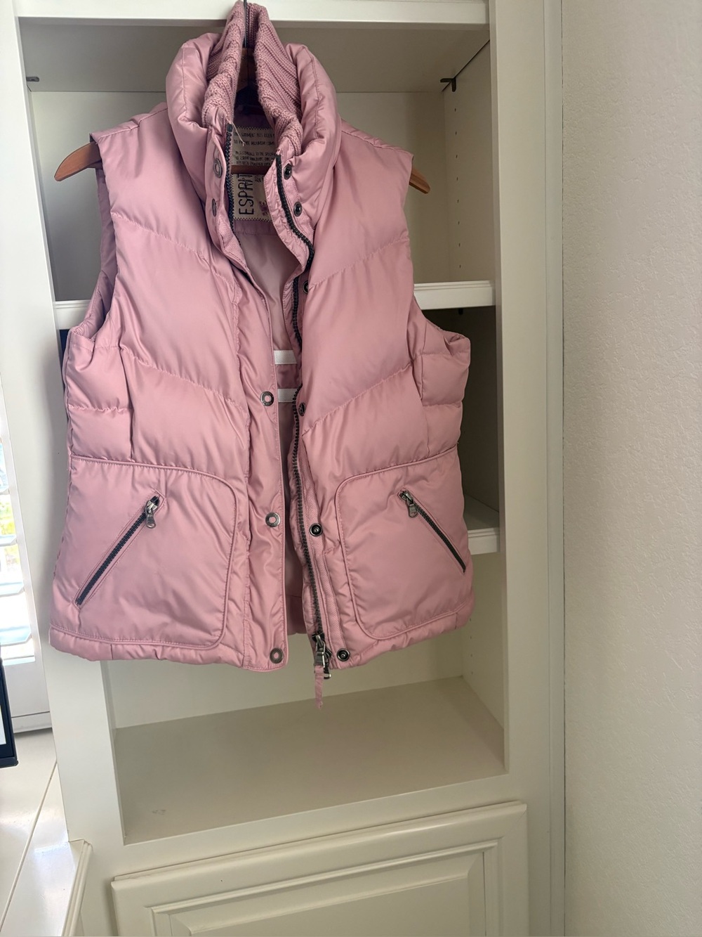 Esprit Womens Pink vintage Y2K-era Esprit women's down-insulated puffer vest M
